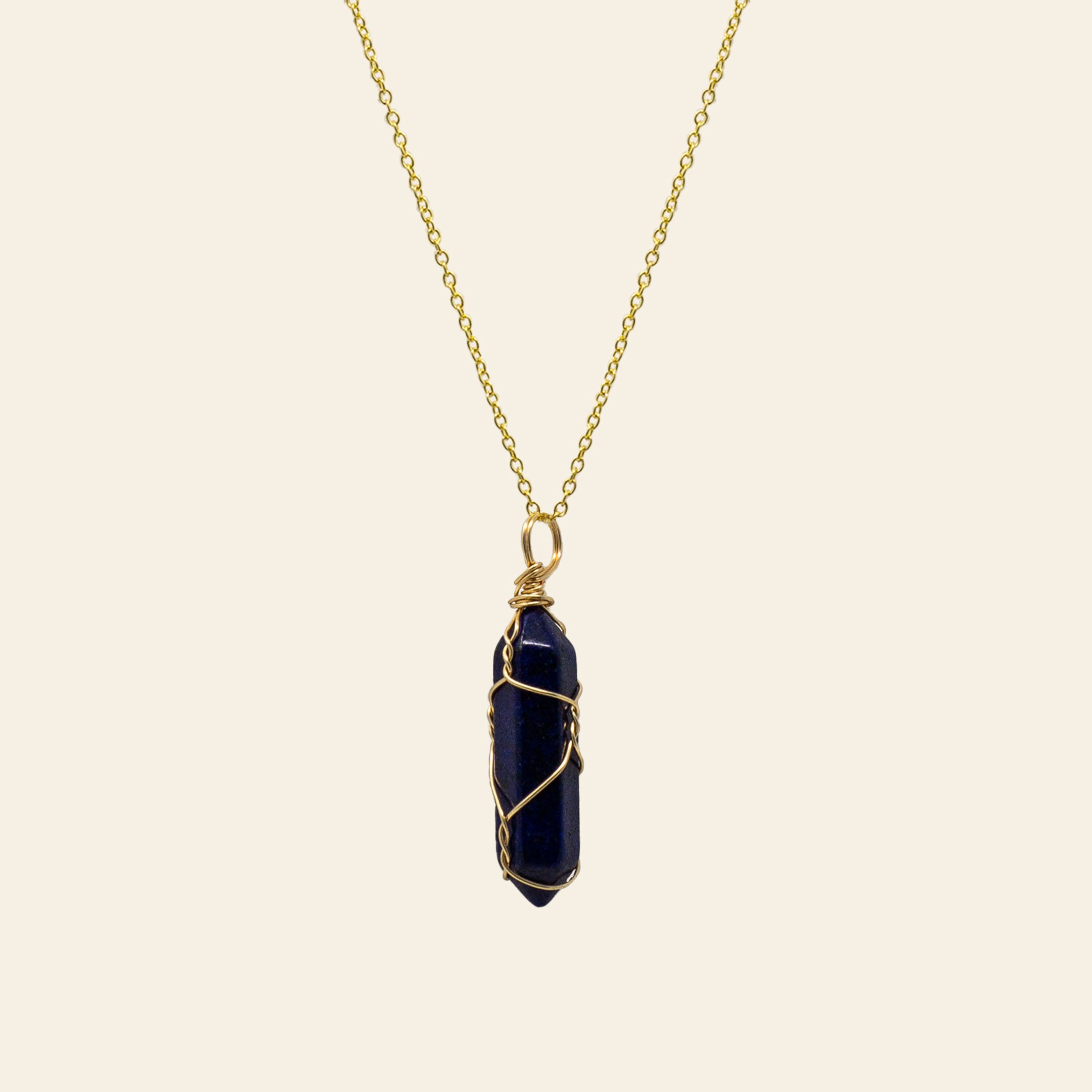 Wire Wrapped Crystal Point Necklace Gold Black Obsidian