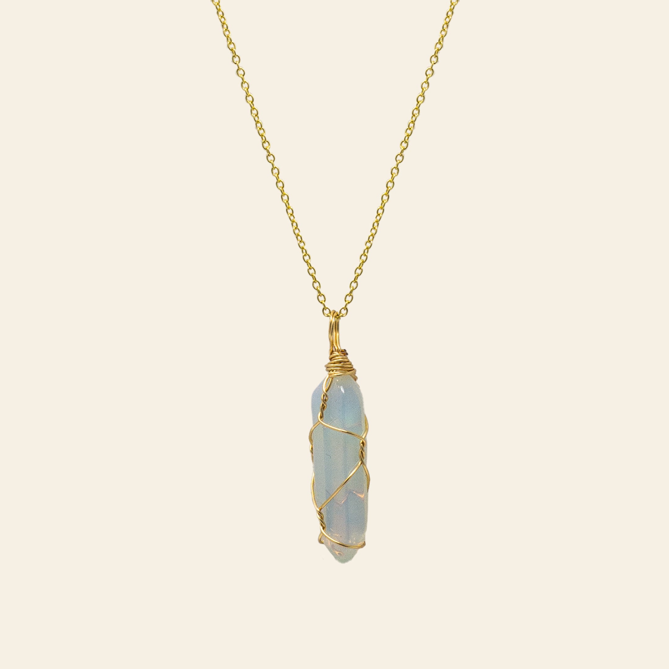 Wire Wrapped Crystal Point Necklace Gold ASCEND