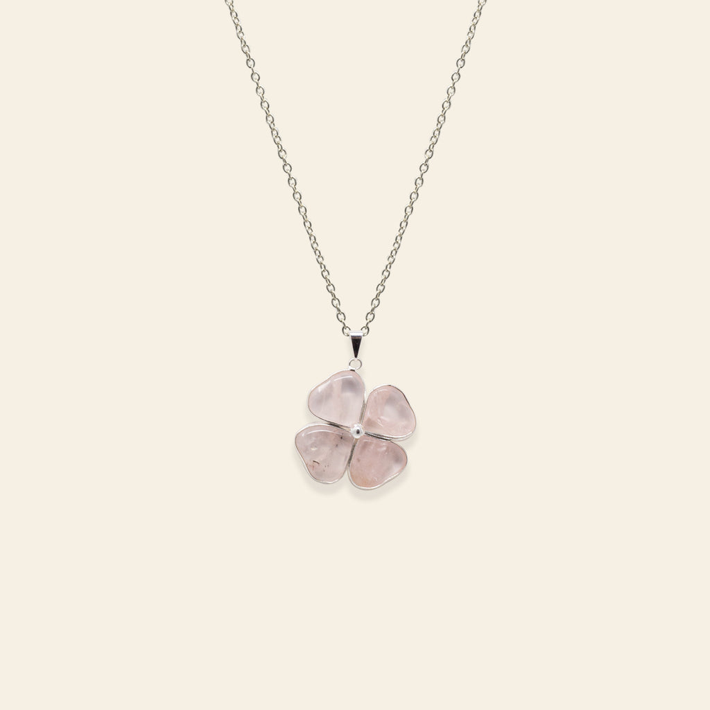 Rose Quartz Clover Necklace