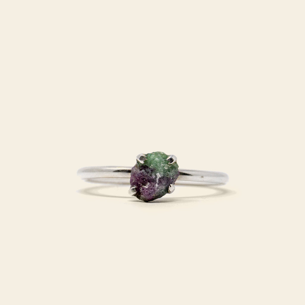 Rough Cut Ruby Zoisite Ring