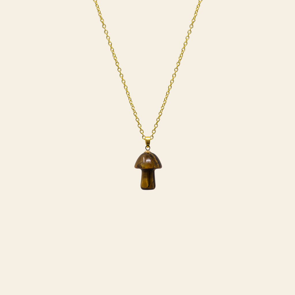 Crystal Mushroom Necklace - Gold