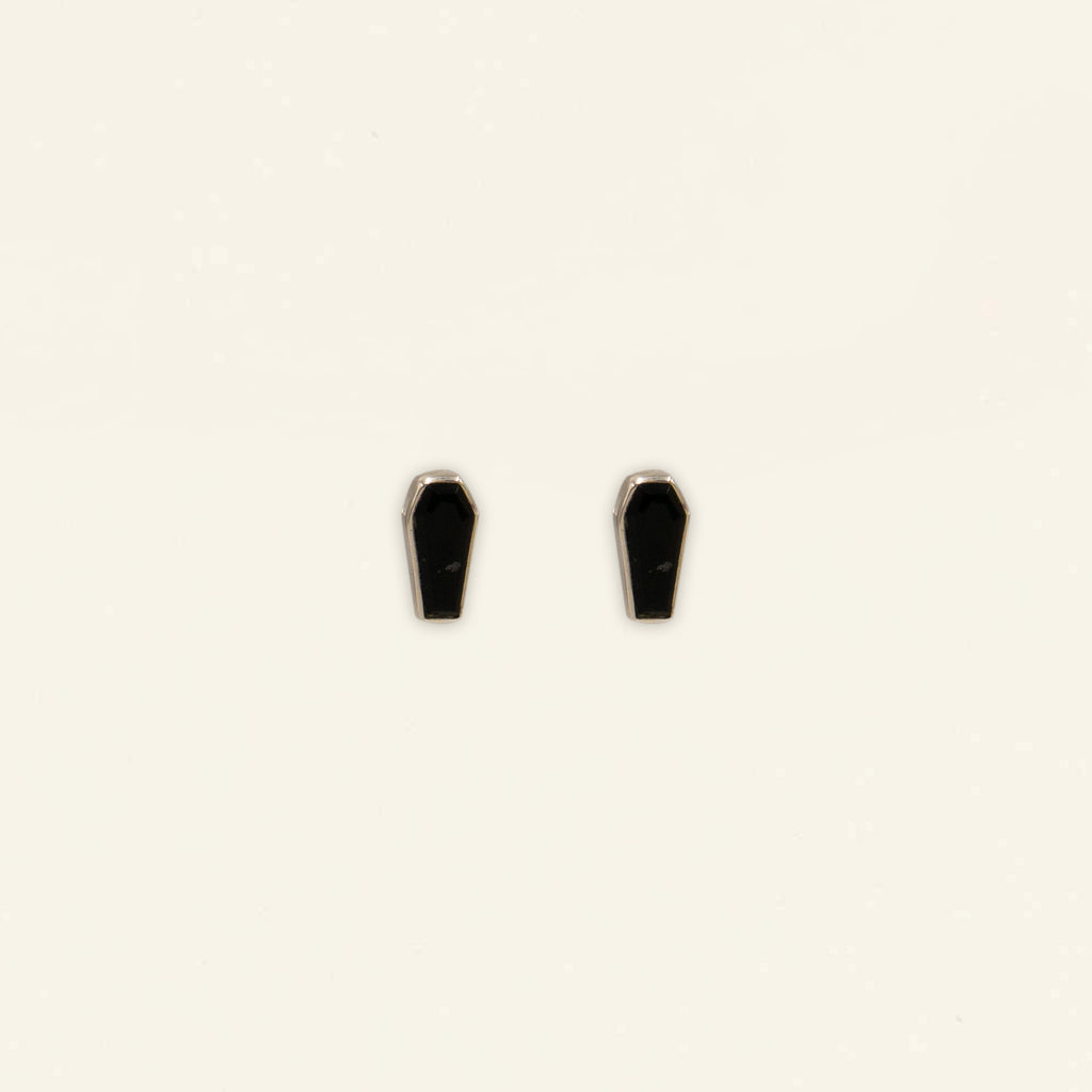 Tiny Coffin Earring Black Onyx