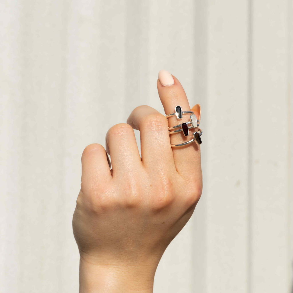 Tiny Coffin Ring - Black Onyx