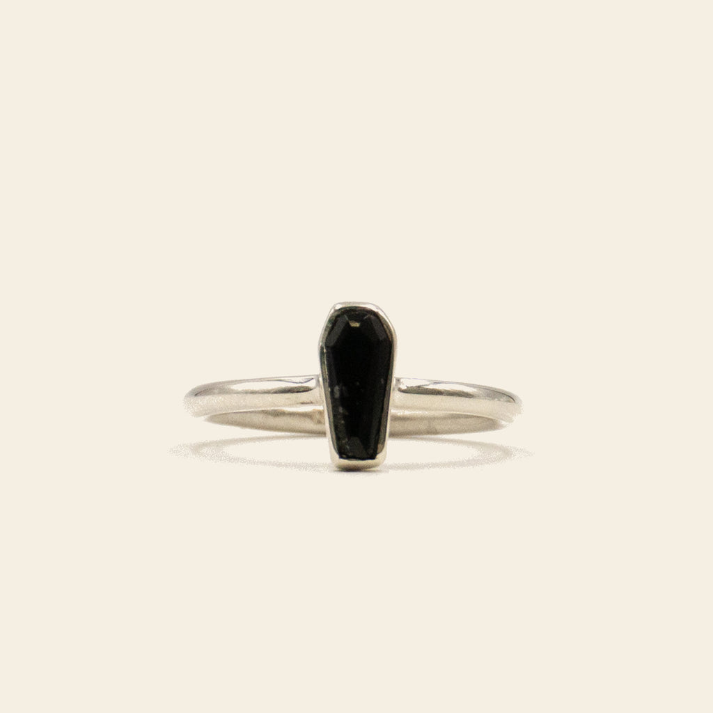 Tiny Coffin Ring Black Onyx