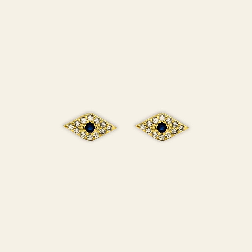 Tiny Evil Eye Studs - 18K Gold Plated