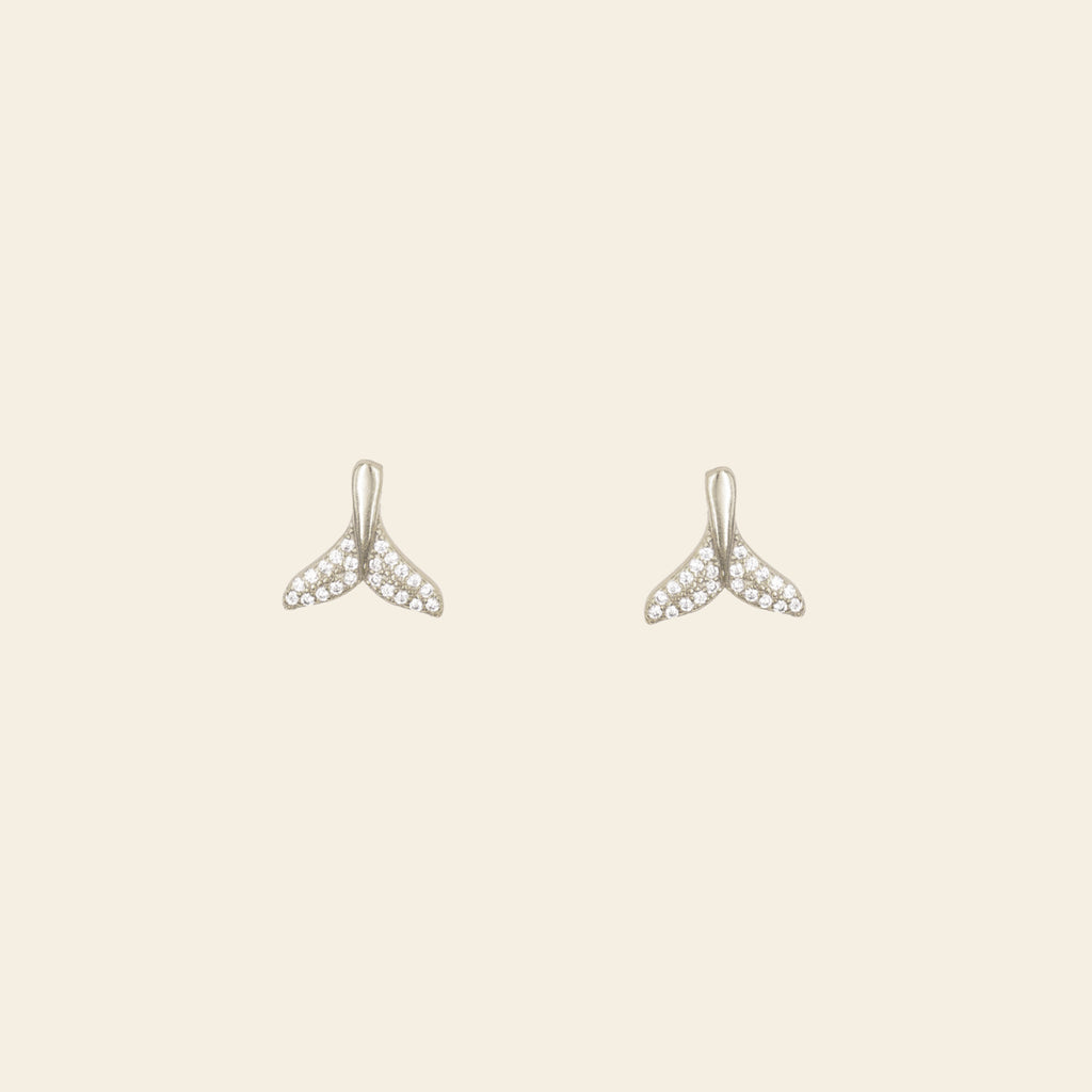 Whale Tail Earrings - Silver